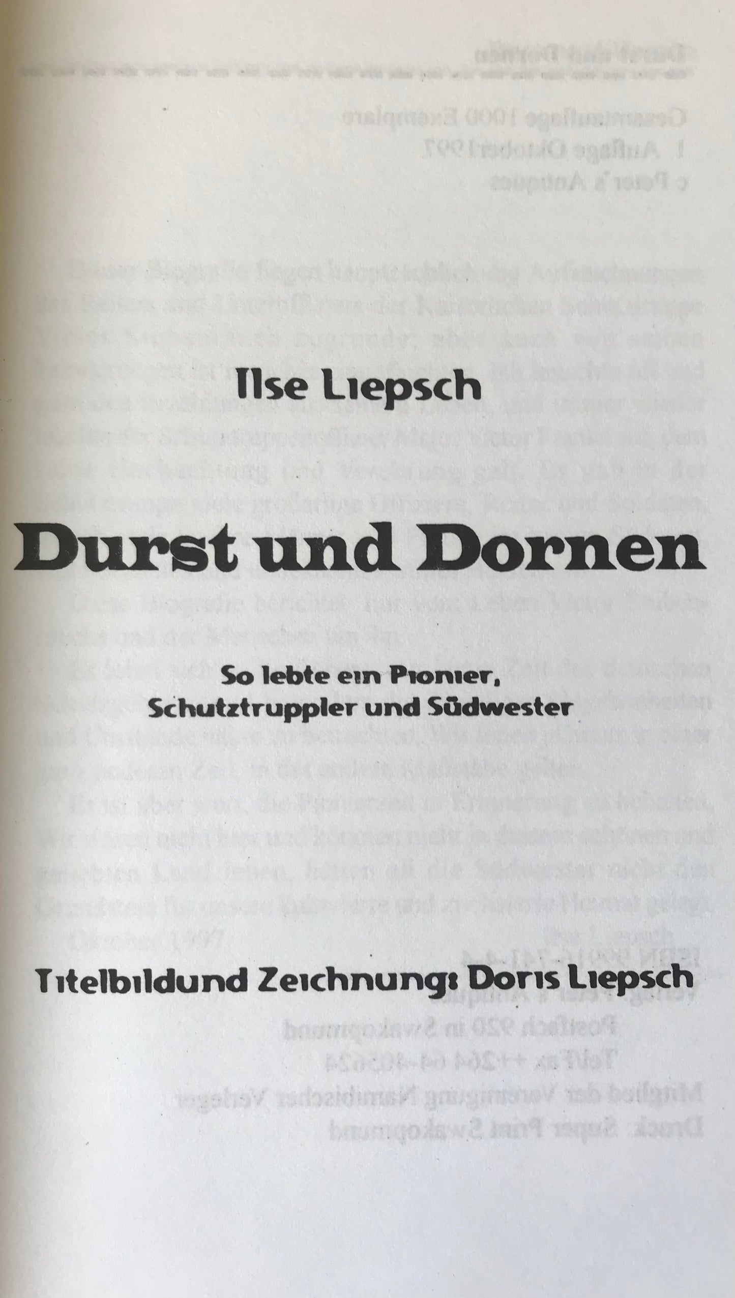2.12. DSWA - Durst und Dornen - Ilse Liepsch - Erste Auflage / Thurst and Thorns - First Edition