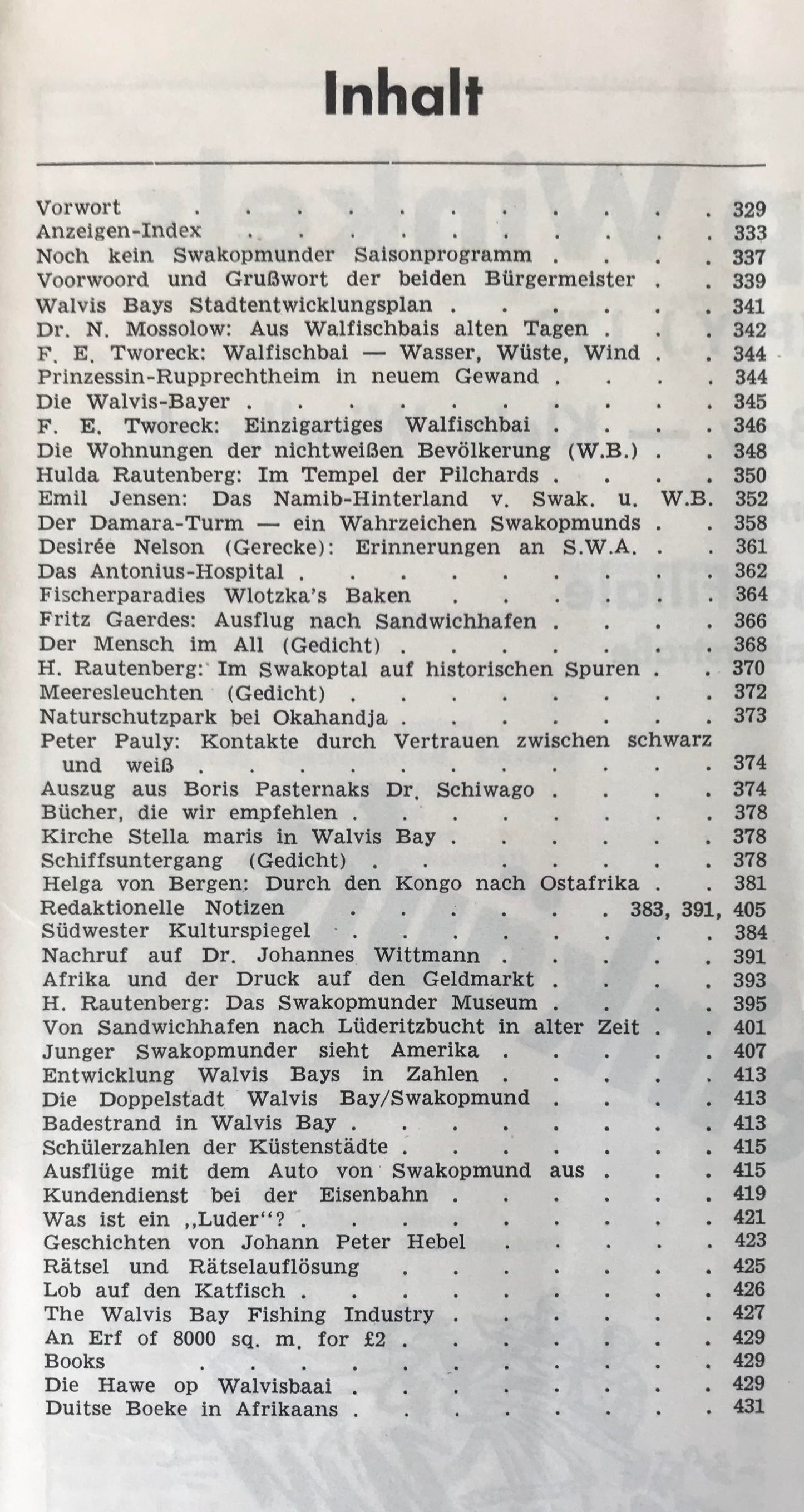 Book 2.15. Der Kreis - Sept/Okt 1960 - Swakopmund und Walfischbucht / The Circle - Swakopmund and Walfish Bay