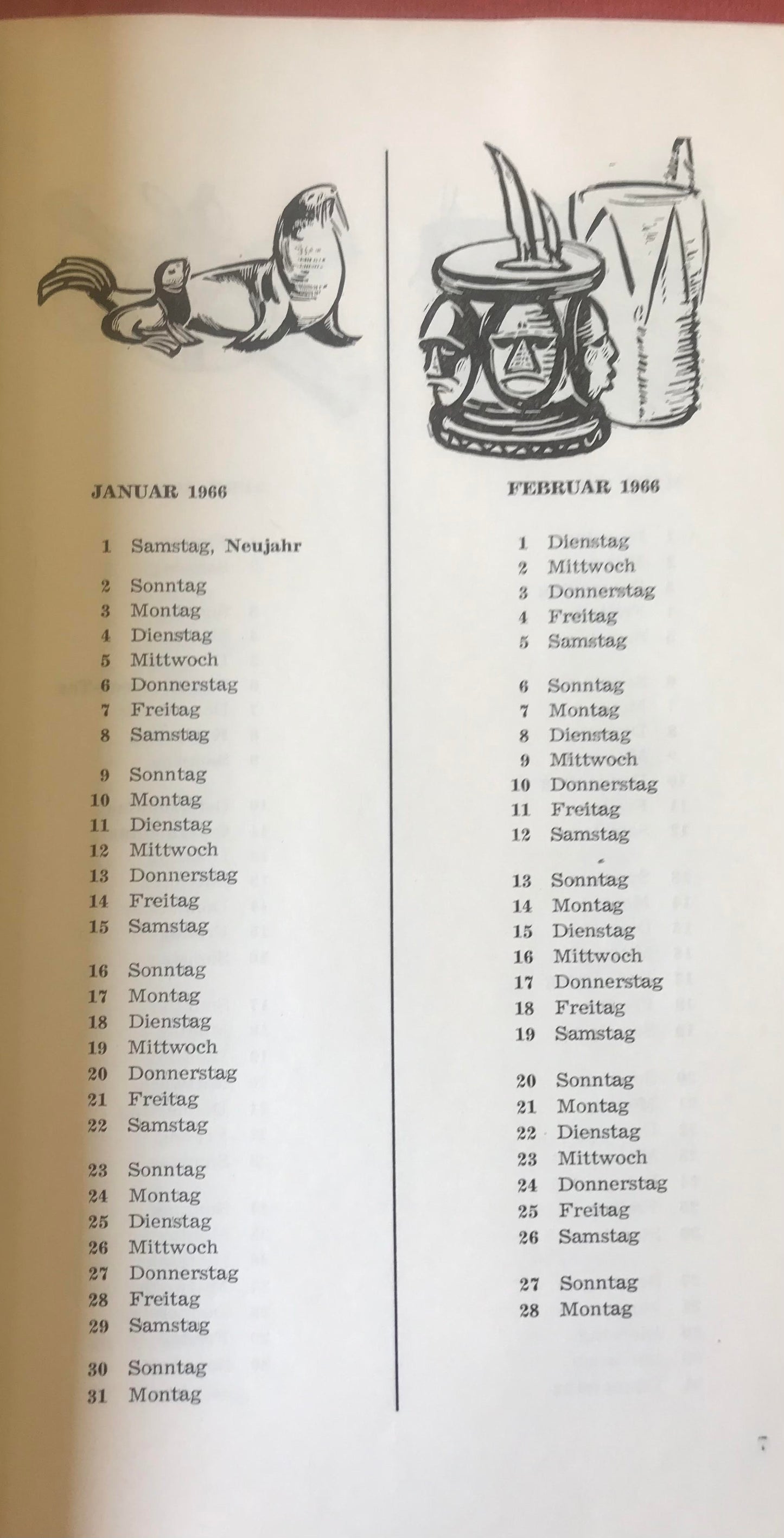 Book 2.24. SWA - Die Muschel - Ein Almanack für das Jahr 1966 / The Shell - a calendar for the year 1966