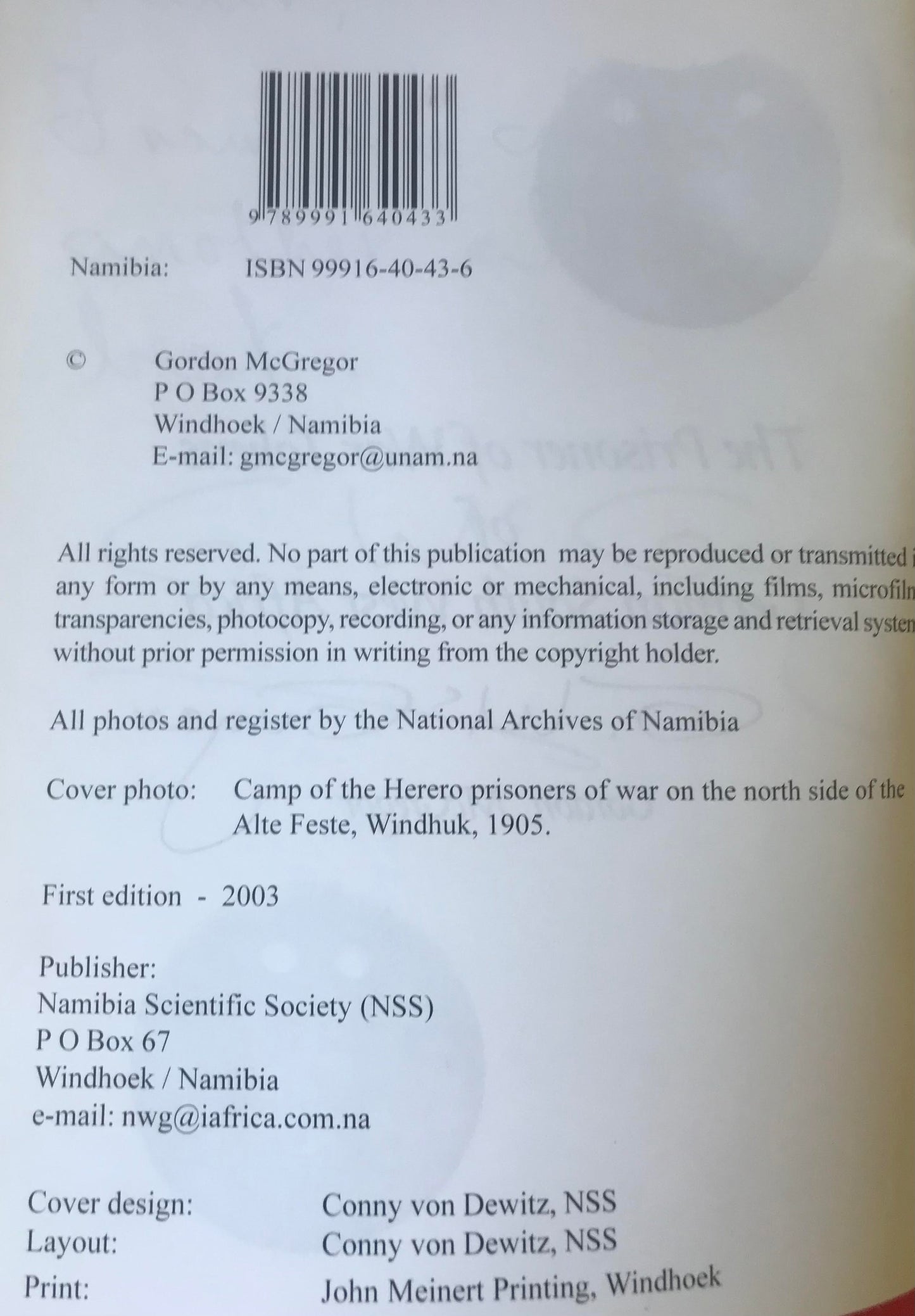 Book 2.25. DSWA - Die Kriegsgefangenenmarken von Deutsch-Südwestafrika, Gordon McGregor / The Prisoner of war tokens of German South West Africa, signed first Edition, 2003