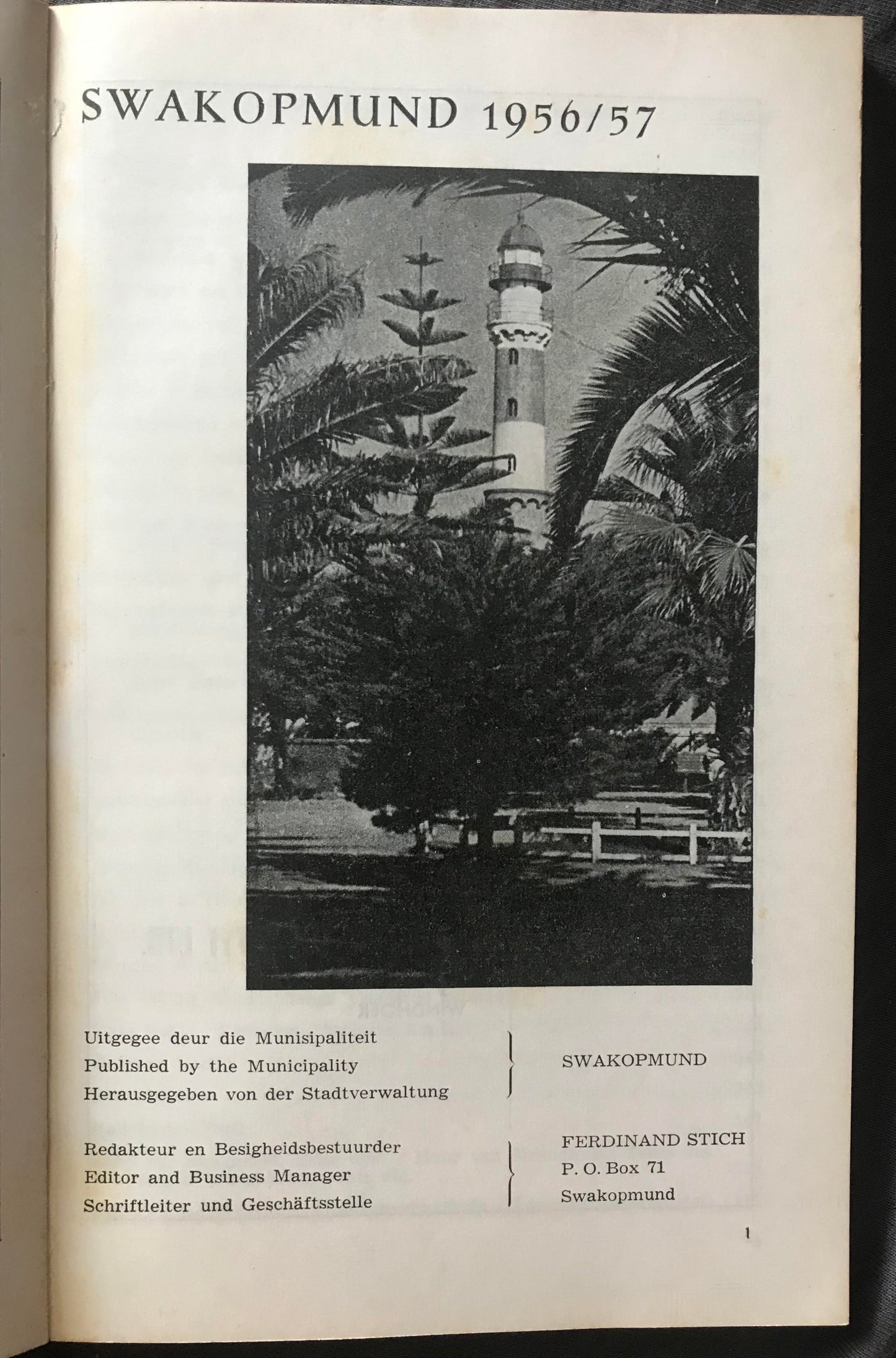 Book 2.33 SWA - Swakopmund 1956/57 Jahrbuch, Annual, jaarboek