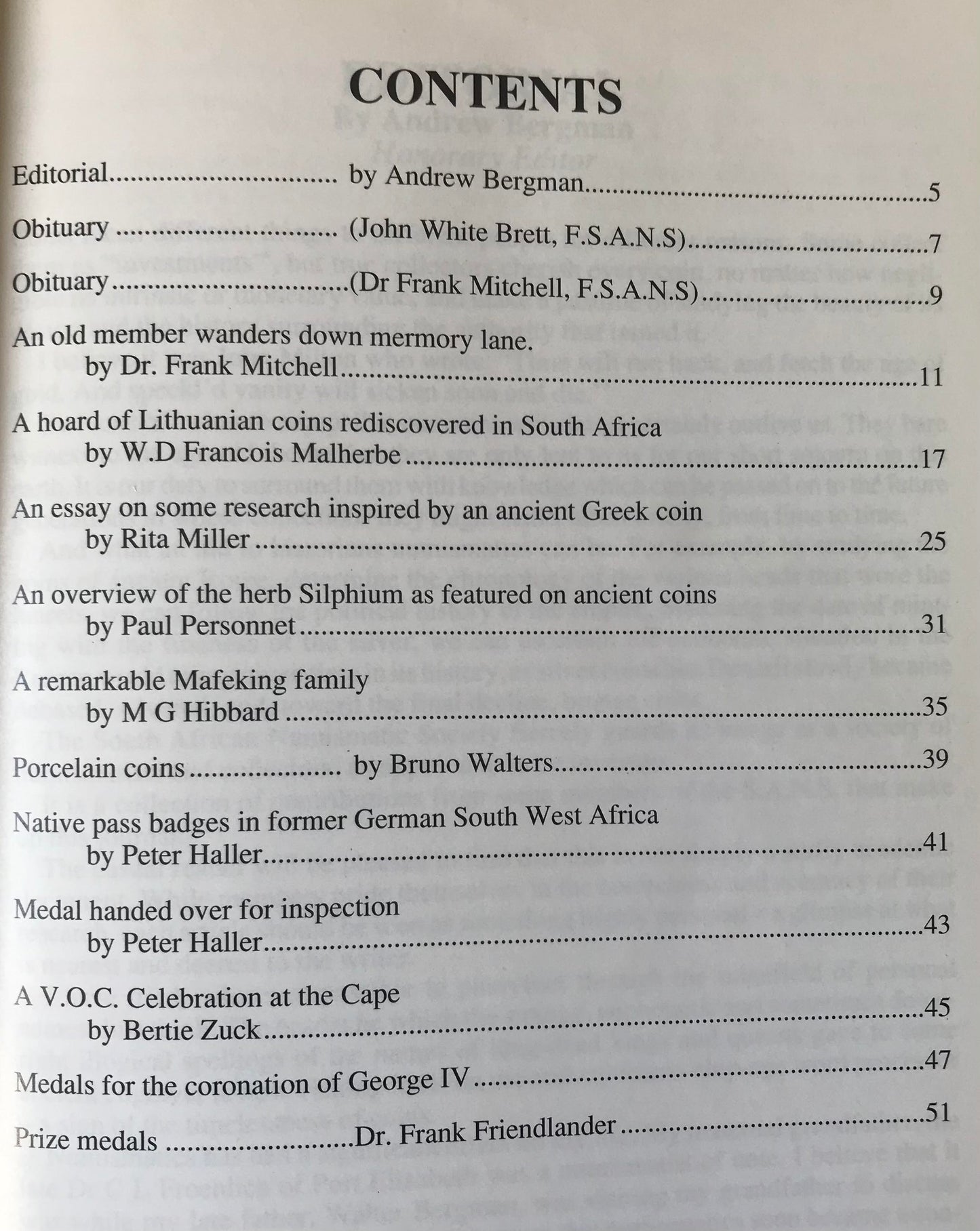 Book 2.9. The South African Numismatic Society - 50th Jubilee Journal - 1991