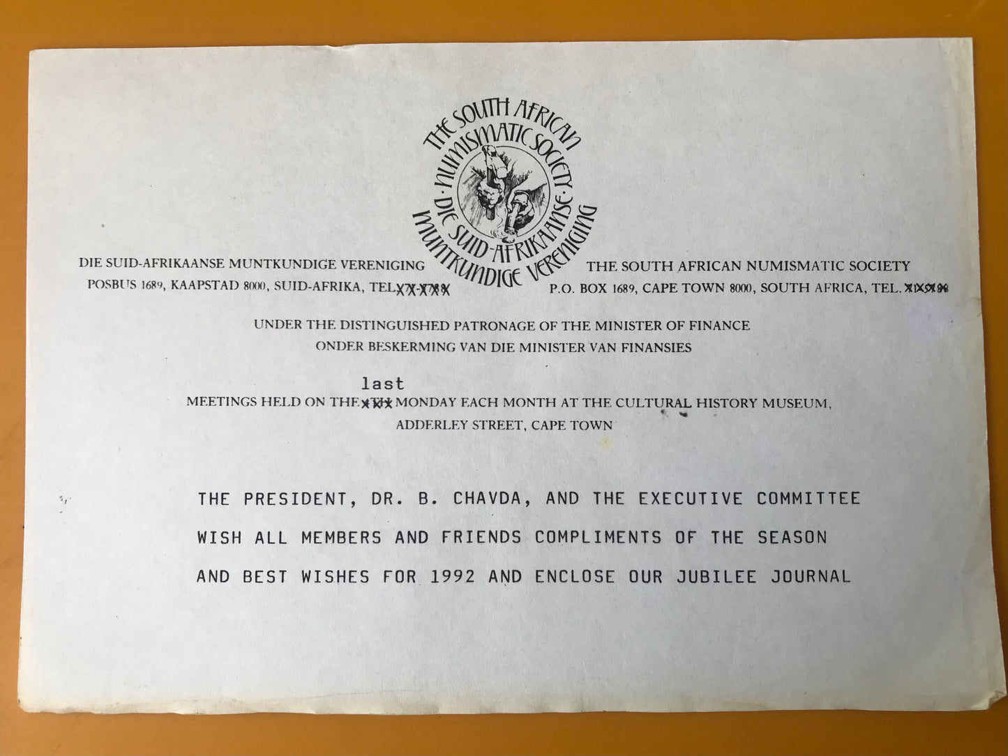 Book 2.9. The South African Numismatic Society - 50th Jubilee Journal - 1991