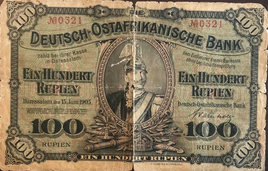MV002 - B-note - 100 Rupees - German East Africa - 15June1905 / 100 Rupien - Deutsch Ostafrika - 15.Juni 1905