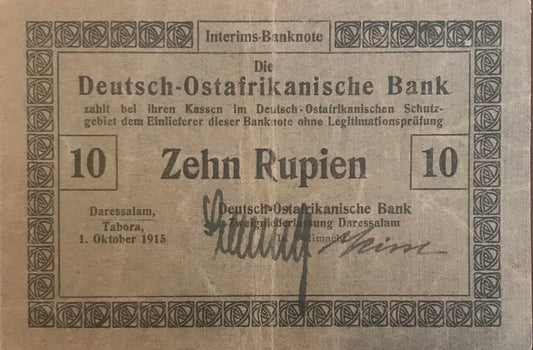 MV007 - Banknote - 10 Rupees - German East African Bank - 1 October 1915 / 10 Rupien - Deutsch-Ostafrikanische Bank - 1.Oktober 1915