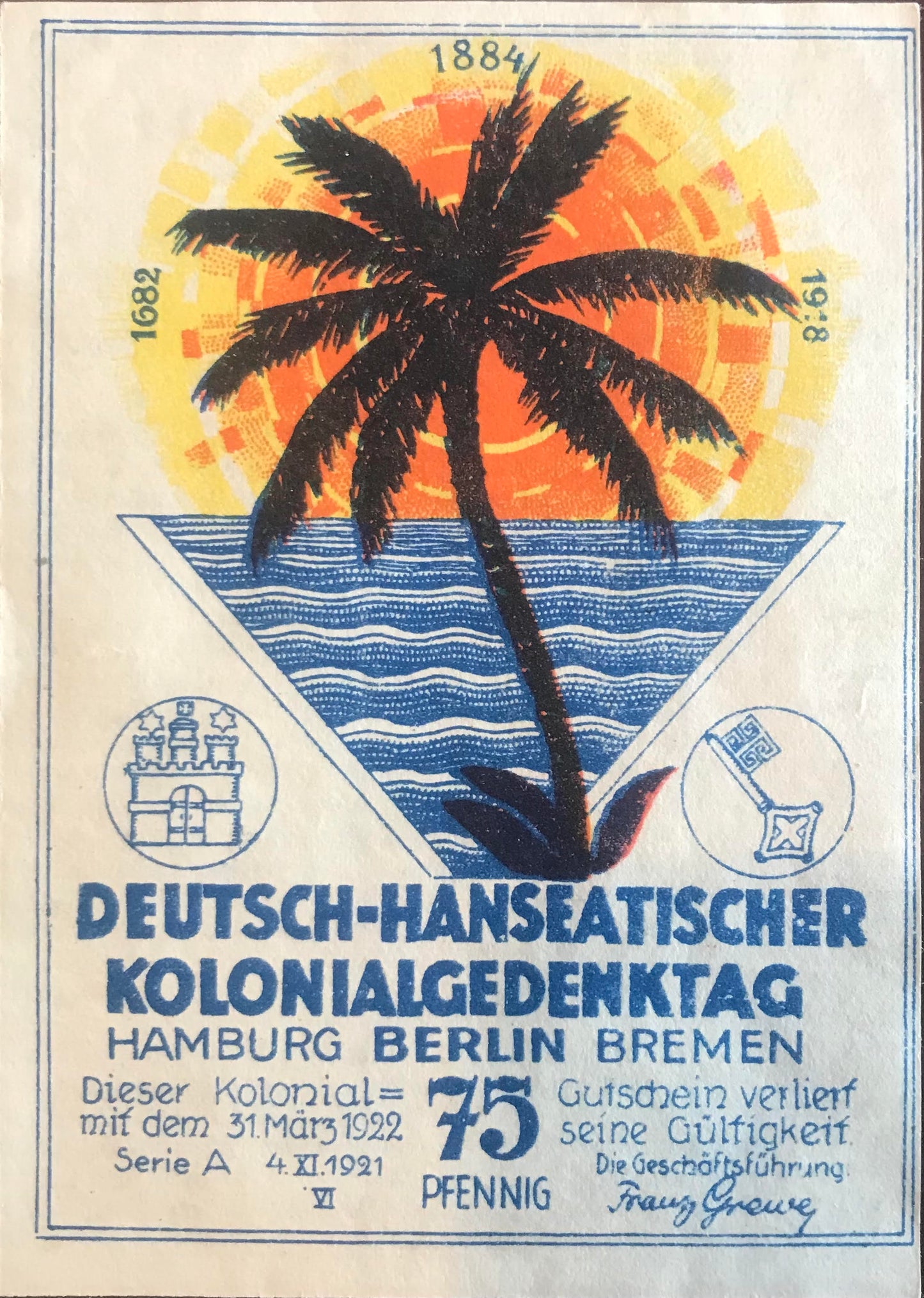 MV009 - Voucher - 75 Pfennig - Cameron - 1921 / Gutschein - 75 Pfennig - Kamerun - 1921