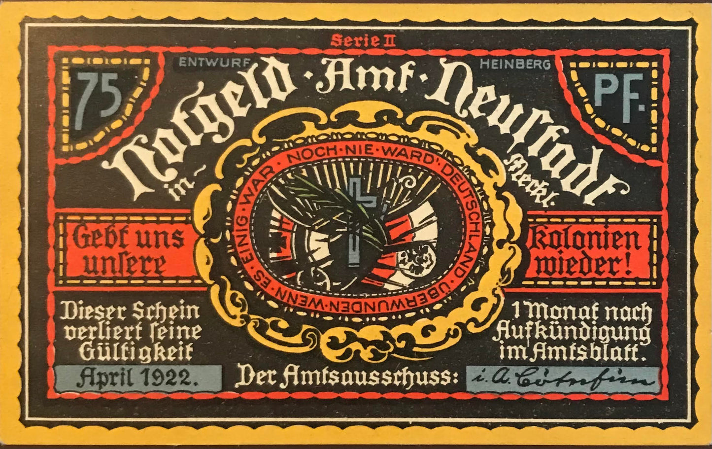 MV019 - Coupon - 75Pfennig - Marianen - Caroline Islands - 1922 / Gutschein - 75Pfennig - Marienen-Karolinen Insel - 1922