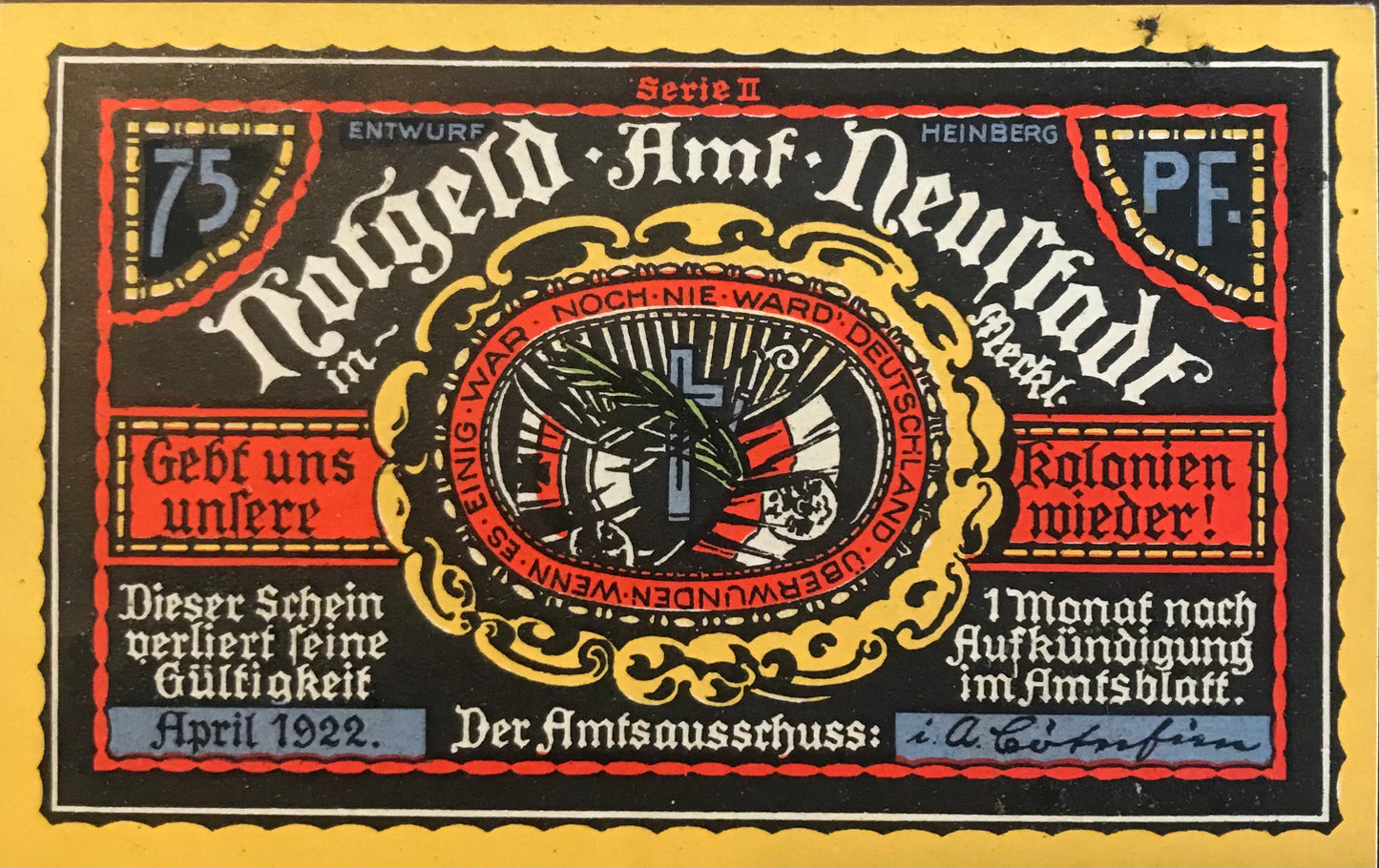 MV021 - Coupon - 75Pfennig - German New Guinea - 1922 / Gutschein - 75 Pfennig - Deutsch Neu Guinea