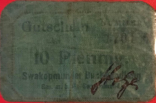 MV024 - Voucher / Gutschein - 10Pfennig - Swakopmunder Buchhandlung - September 1916