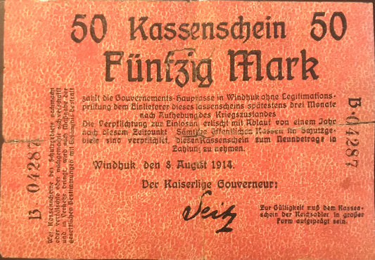 MV042 - Banknote - Seitz Kassenschein - 50 Mark - August 1914 - B-04287