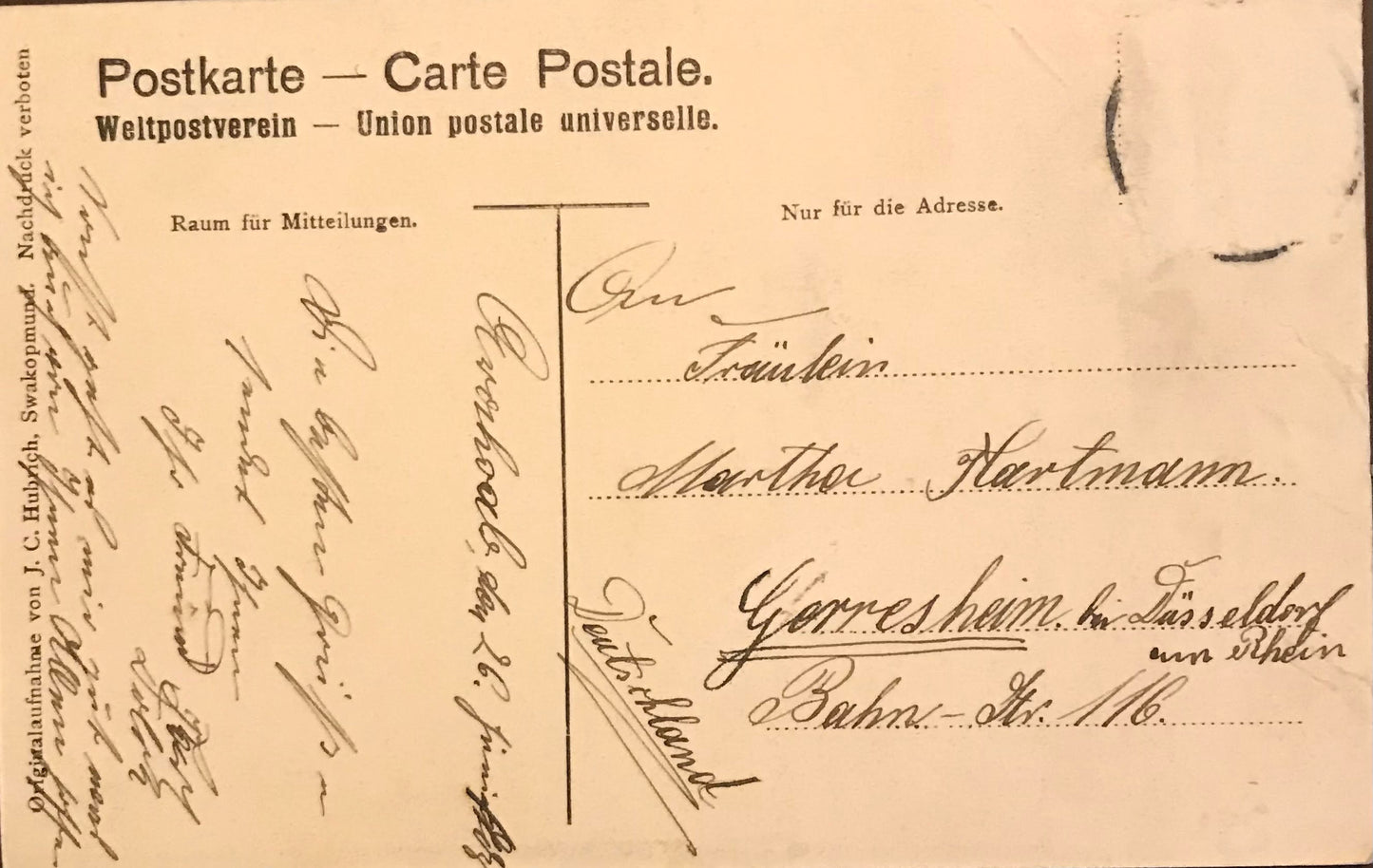 PC0006 GSWA original postcard - government garden Windhuk - J.C.Hubrich / DSWA original Postkarte - Regierungs - Garten - Windhuk - J.C.Hubrich