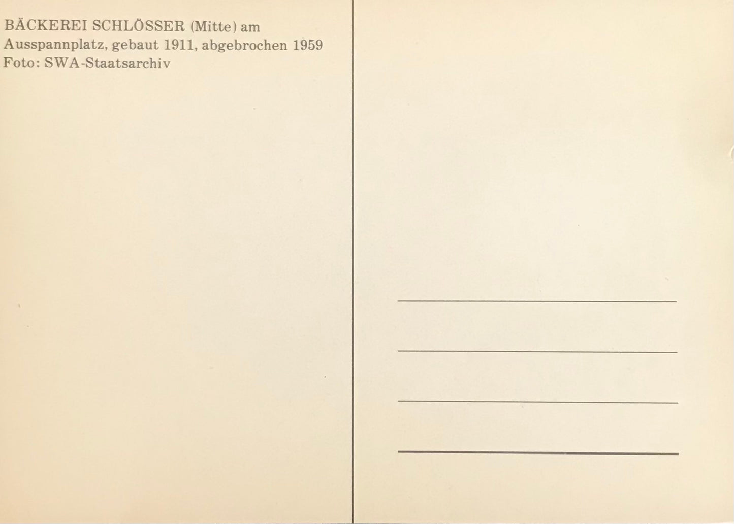 PC 0075 - Bäckerei Schlösser (Mitte) am Ausspannplatz, Windhuk, DSWA / Schlösser bakery (centre) at the Ausspannplatz, Windhoek, DSWA - old reprint