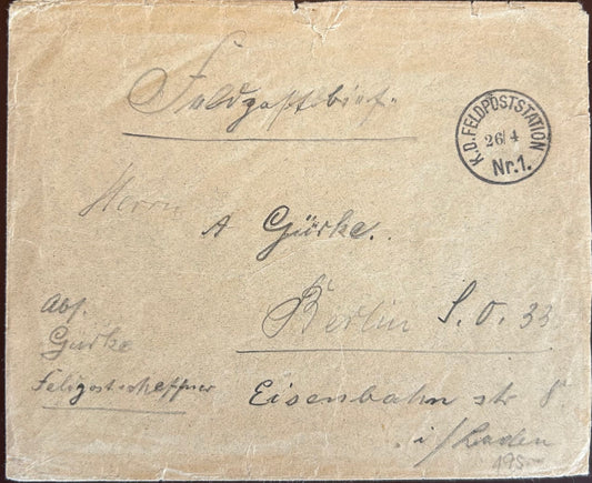 PC 0080 - GSWA gestempelte Feldpost - DOAL Hamburg - Herr A.Gürke, Berlin - 26/4 / GSWA stamped Fieldpost -  DOAL Hamburg - Mr A.Gürke, Berlin - 26/4