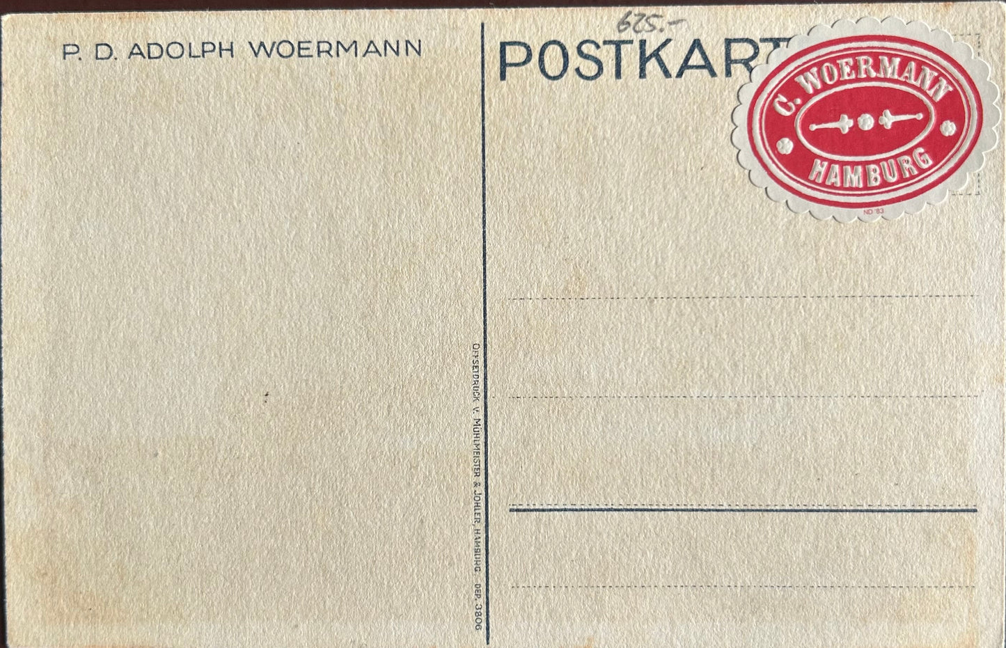 PC 0088 - DSWA - P.D.Adolph Woermann - Woermann Linie - Schifffahrtslinie - mit C.Woermann-Hamburg Marke