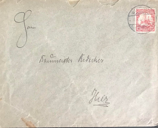 PC0102 - Briefumschlag: An den Regierungsarchitekten Redecker - mit DSWA-Marke zu 10 Pfennig