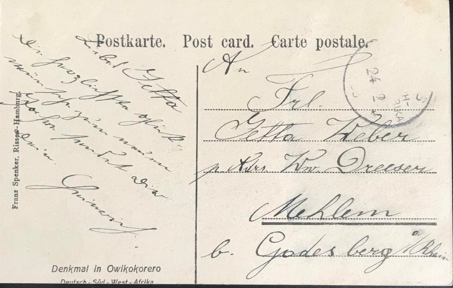 PC0125 - DSWA - Denkmal in Owikokorero / GSWA - Monument in Owikokorero