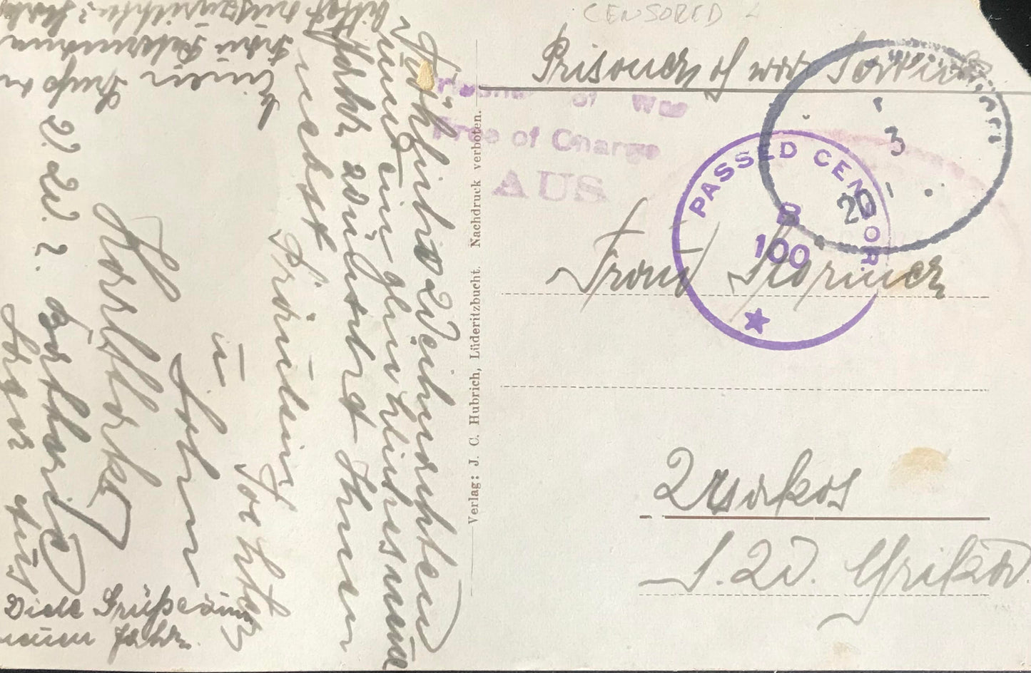 PC0147 - DSWA - Auas Berge - Postkarte, von der Sensorikbehörde akzeptiert 1915 / GSWA - Auas Mountains - Postcard passed by sensory board