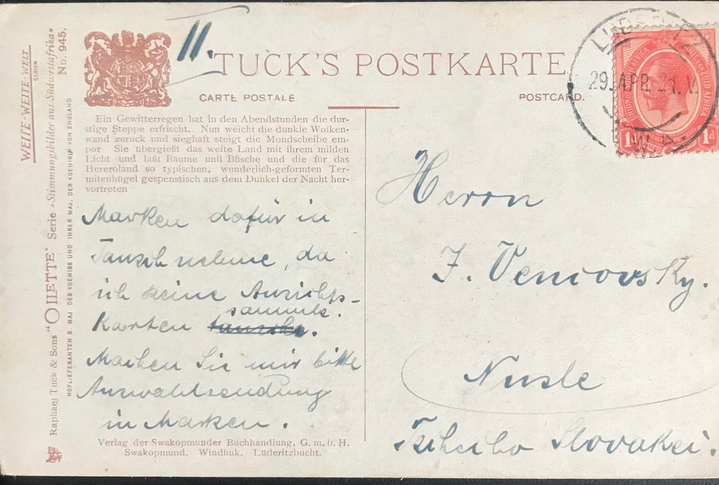 PC0150 - Abendstimmung bei Omaruru - 1921 - Verlag: Swakopmunder Buchhandlung / Evening atmosphere near Omaruru -1921 - Swakopmunder Buchhandlung collection