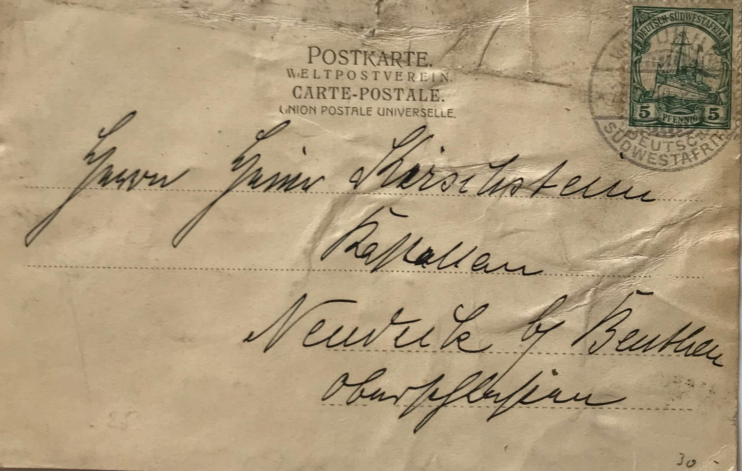 PC0167 - DSWA Postkarte - Ochsenwagen bei Witvley Militärstation 1908 / GSWA postcard - Ox wagon at Witvley military station, 1908