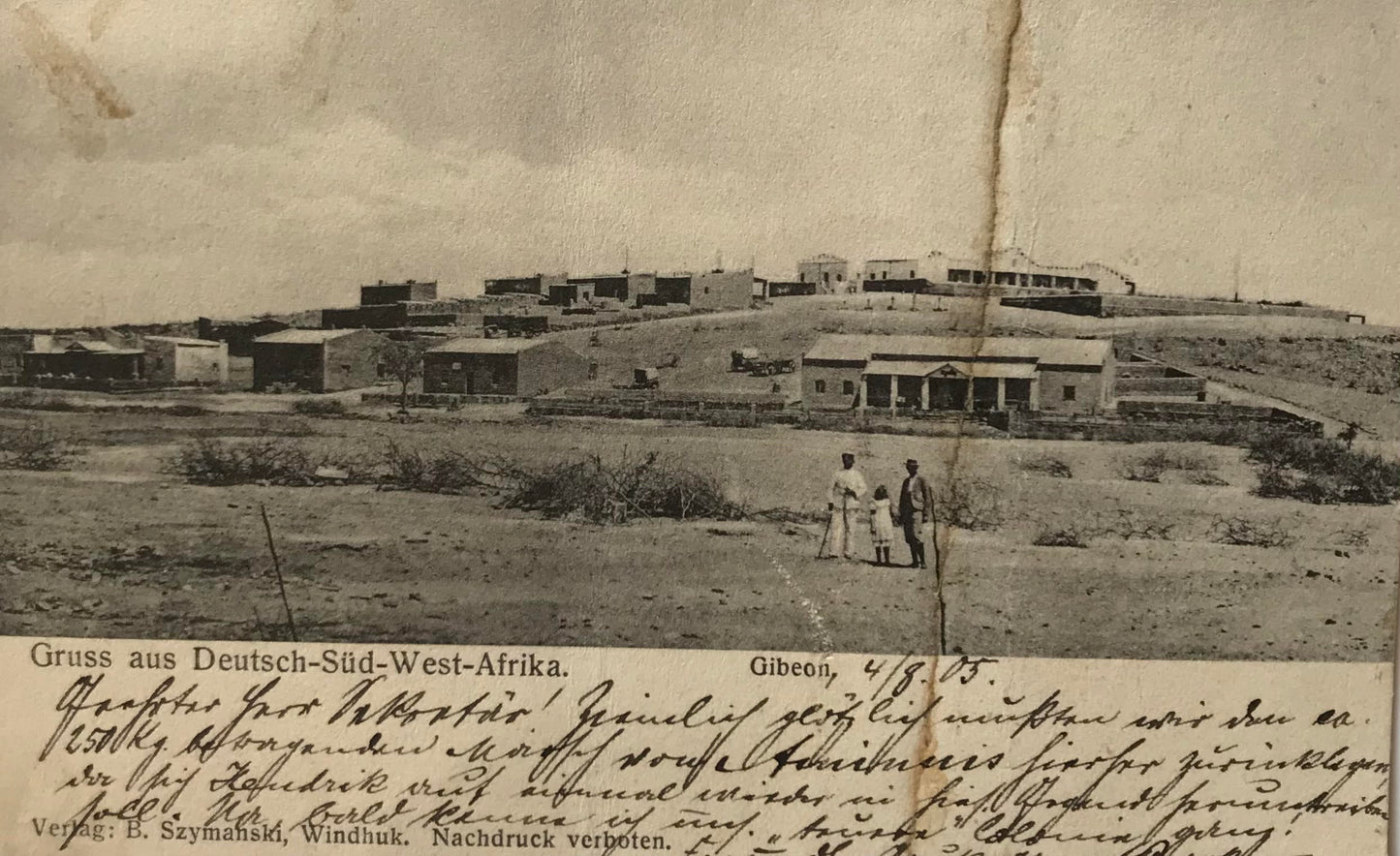 PC0169 - DSWA Feld-Postkarte - Gruss aus Gibeon, 1905, sehr selten/ GSWA field-postcard - Greetings from Gibeon, 1905