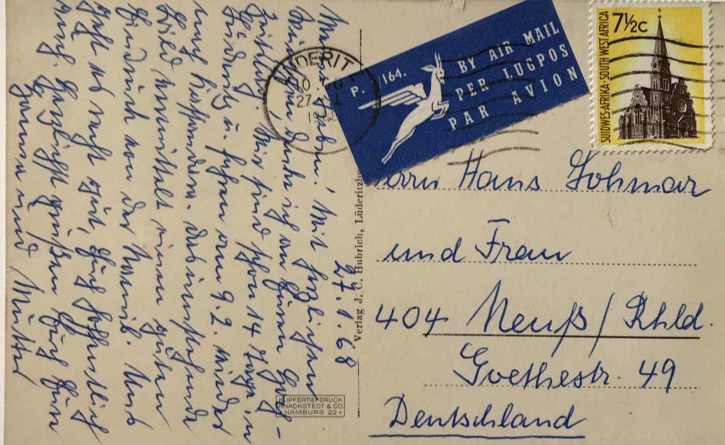 PC0203 - SWA Postkarte - Sanddünen bei Elisabethbucht / SWA Postcard - sand dunes at Elisabethbay - 1968