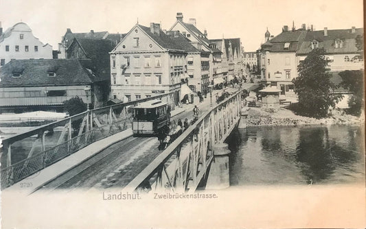 PC D016 - Deutsches Reich Postkarte - Landshut, Zweibrückenstrasse - 1908 / German Reich postcard - Landshut, Zweibrückenstrasse
