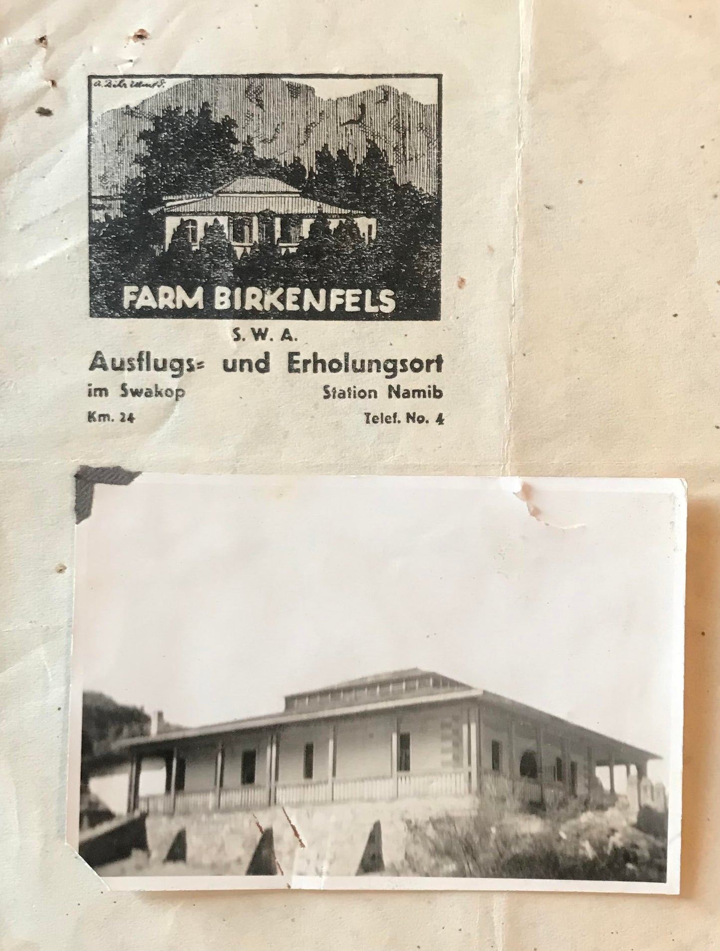 PC D019 -  SWA Foto - Farm Birkenfels Reklame mit Foto - 1932 / SWA photo - Farm Birkenfels advertising with photo - 1932