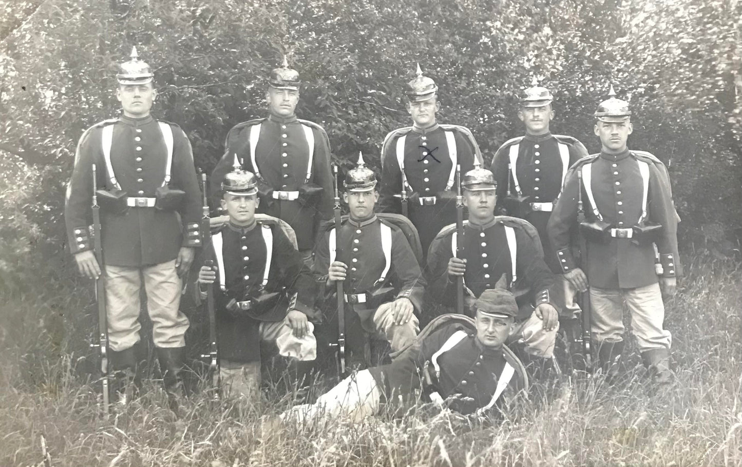 PC E006 - Deutsches Reich Postkarte - posierende Soldaten 1913 /  German Reich postcard - posing soldiers 1913