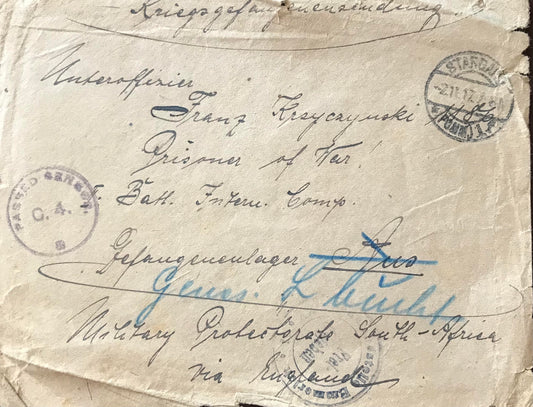 PC E011 - GSWA Kriegsgefangensendung -  Sensor gestanden - 1917 / GSWA prisoner of war consignment - sensor passed - 1917