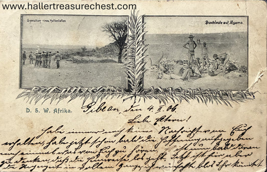 PC Nord-Süd 1.2. DSWA Postkarte mit Soldatenstempel 1906 / GSWA post card with soldiers post mark