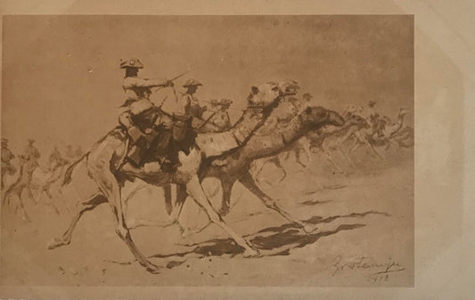 PC STR 1.4 GSWA postcard of camel riders of Schutztruppe / Postkarte - Schutztruppenkamelreiter
