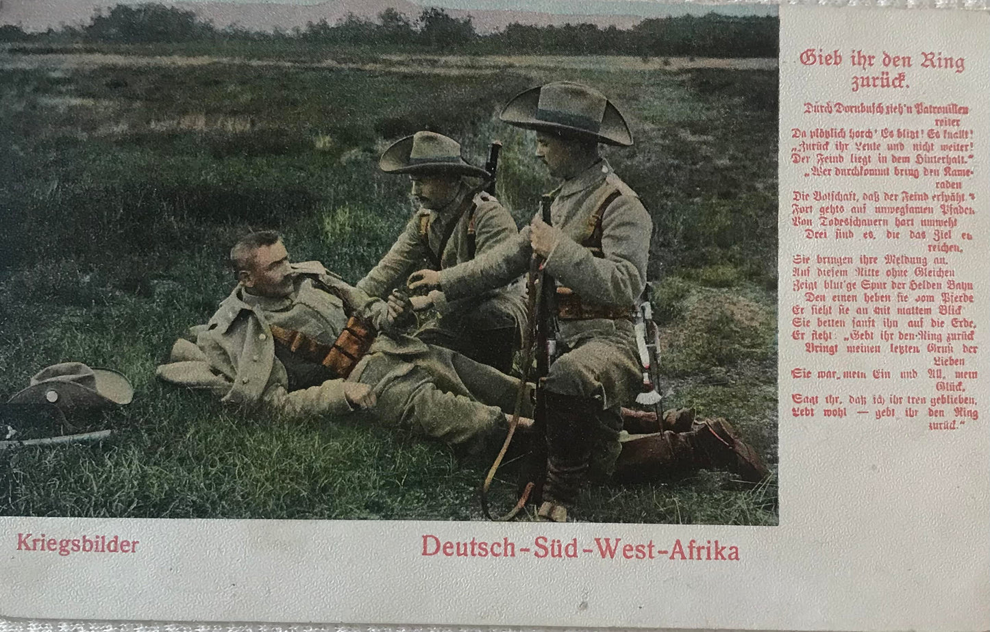 PC STR 9.4. DSWA Postkarte - Kriegsbilder der Schutztruppe - Ring / GSWA Postcard - War pictures of the Schutztruppe