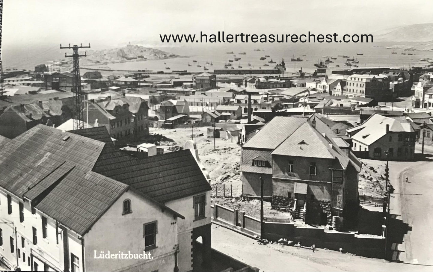 PC SWK-LUD 10.8. DSWA Postkarte - Blick auf Lüderitzbucht, Fritz Heiser Verlag / GSWA postcard - View on Luderitz Bay