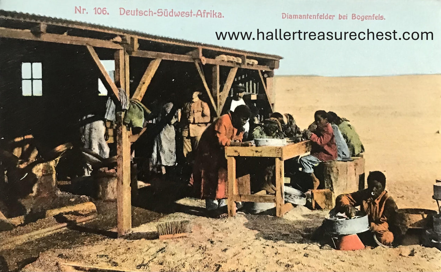 PC SWK-LUD 14.6. DSWA Postkarte – Diamantenfelder beim Bogenfels, Nr. 106, Sammlung J.C. Hubrich / DSWA postcard – Diamond fields at Bogenfels