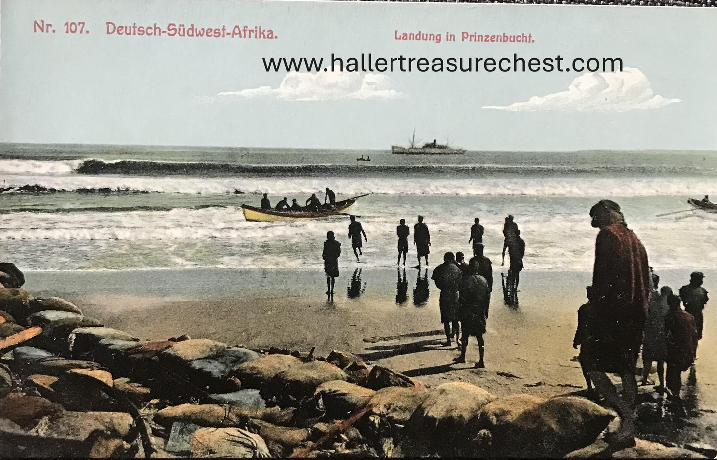 PC SWK-LUD 16.1. DSWA Postkarte - Landung in Prinzenbucht / GSWA postcard, landing at Prince Bay