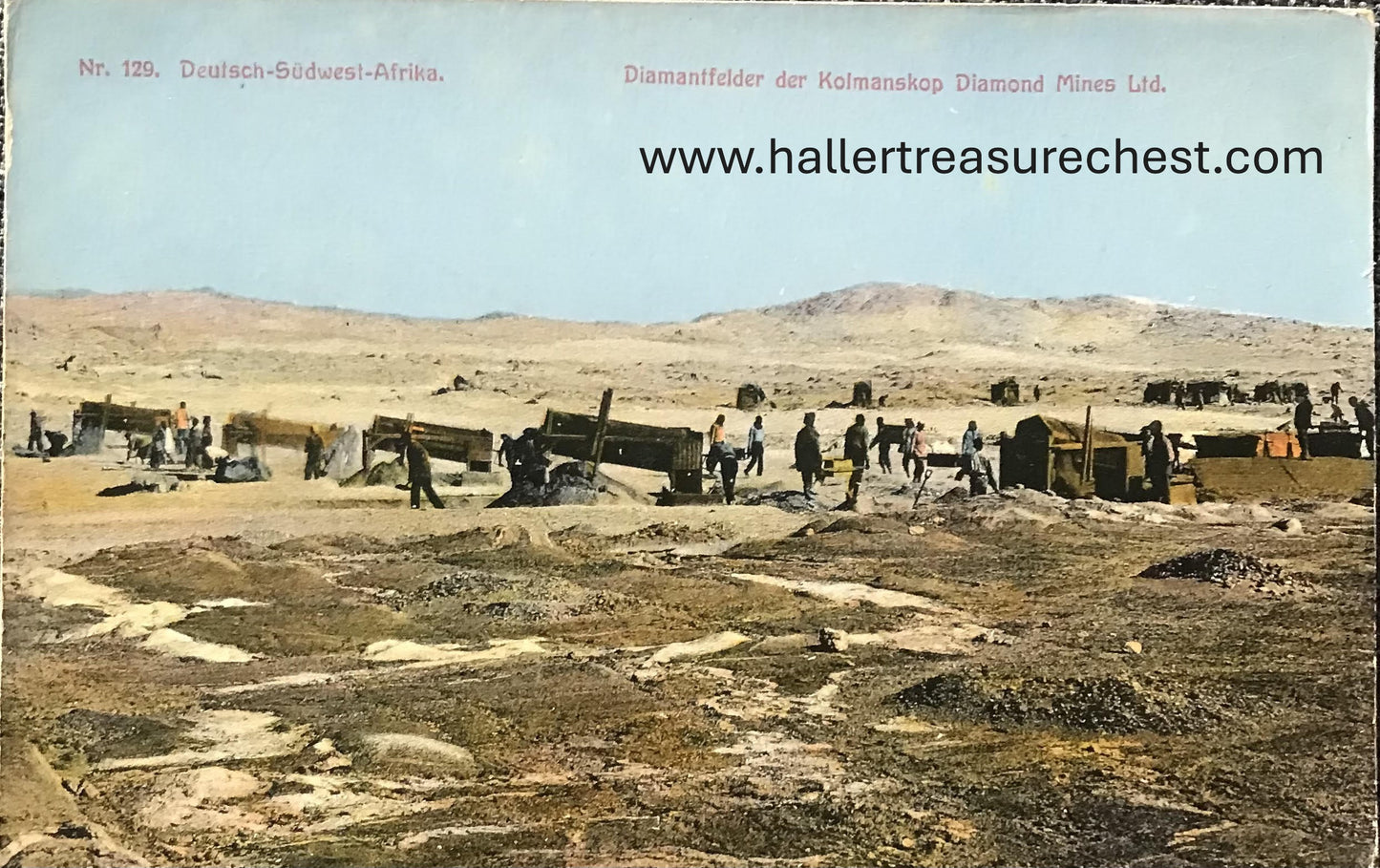 PC SWK-LUD 16.5. DSWA Postkarte - Diamantenfelder bei Kolmanskop, J.C.Hubrich Verlag, Nr.129 / GSWA postcard – Diamond fields near Kolmanskop