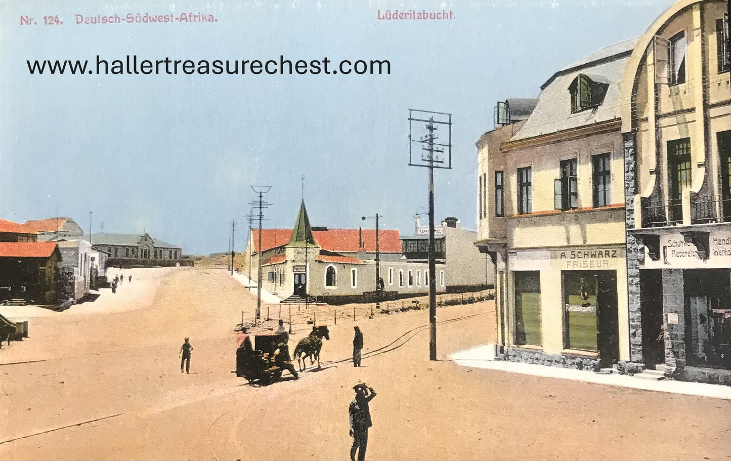 PC SWK-LUD 7.8. Postkarte DSWA, Bayweg, Lüderitzbucht, Nr. 126, Verlag J.C.Hubrich Postcard GSWA, Bayweg- hairdresser, Lüderitzbucht