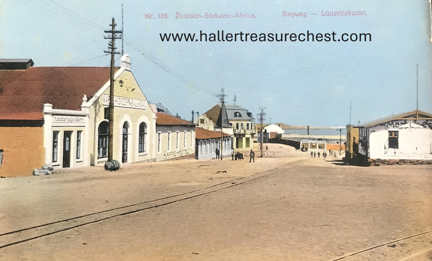 PC SWK-LUD 7.8. Postkarte DSWA, Bayweg, Lüderitzbucht, Nr. 126, Verlag J.C.Hubrich Postcard GSWA, Bayweg- hairdresser, Lüderitzbucht