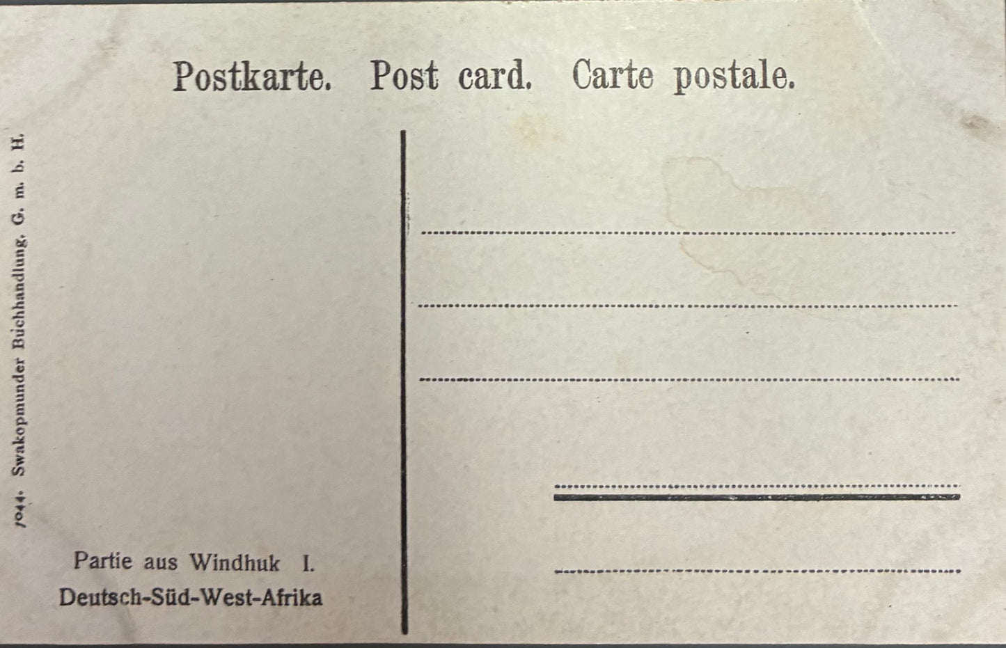 PC A 006.3 Postkarte - DSWA - Partie aus Windhoek / GSWA postcard - party from Windhuk