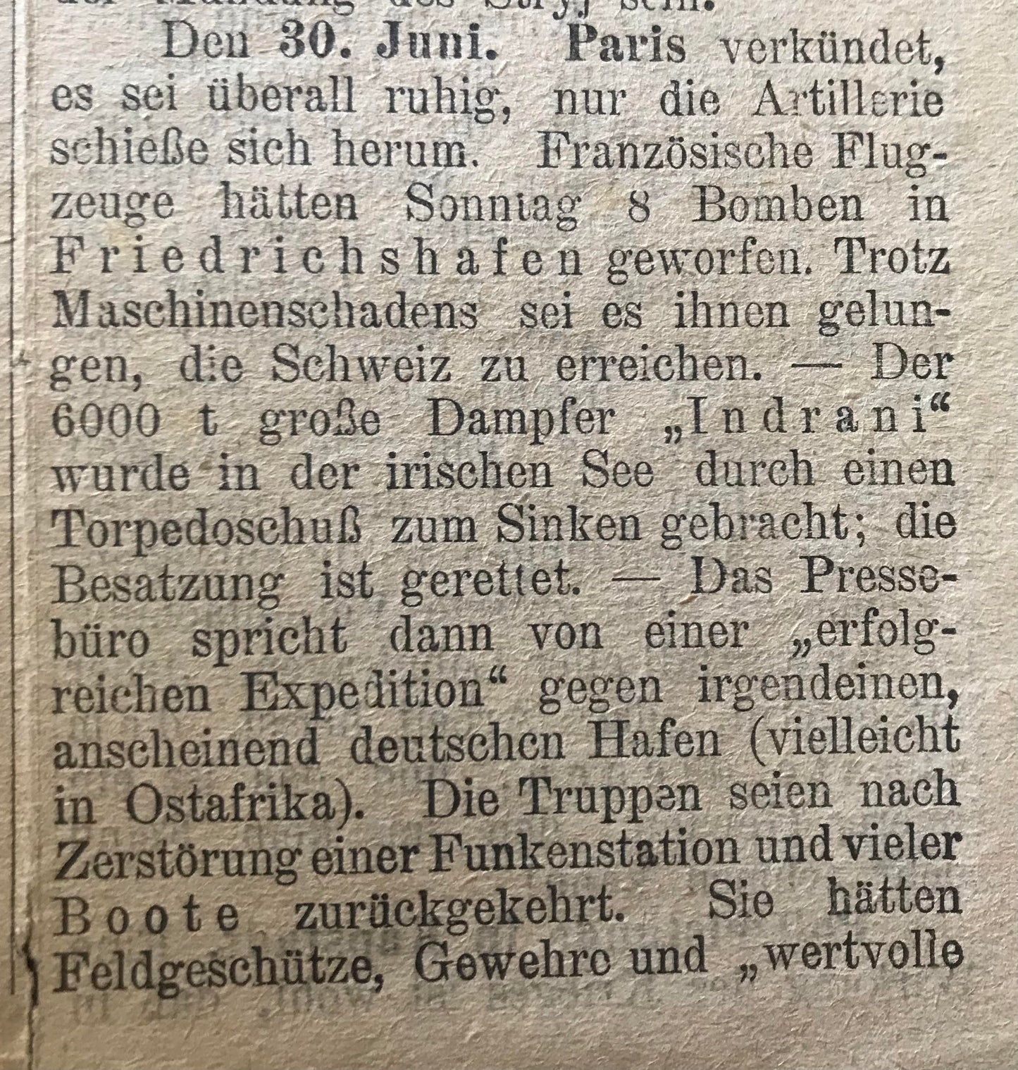 PC E012 - DSWA Kriegsnachrichten, Nr.14, Tsumeb 30.Juni 1915 /  DSWA War News, No.14, Tsumeb 30 June 1915