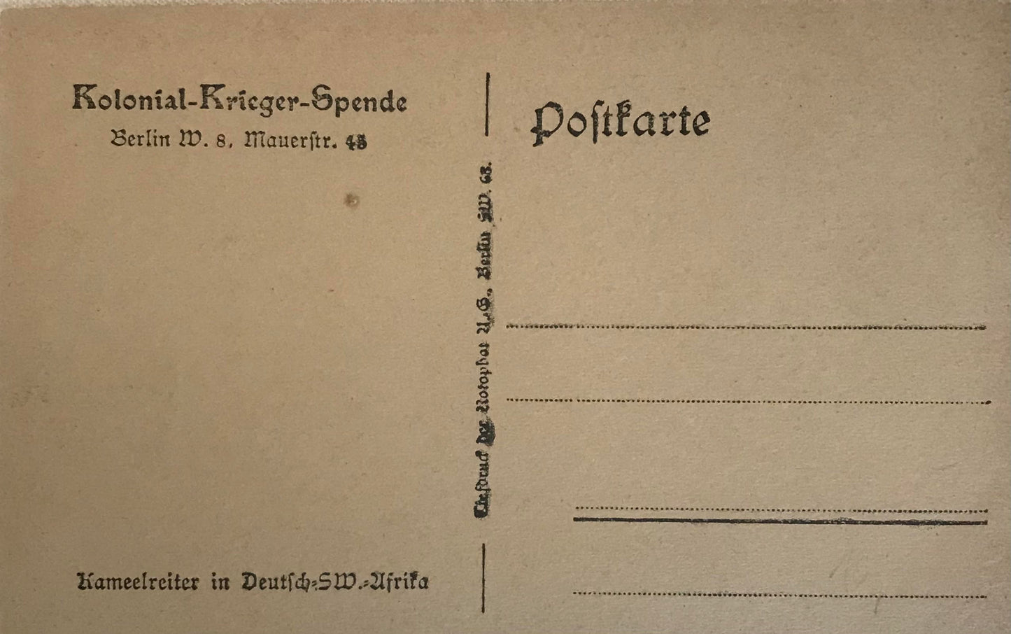 PC STR 1.4 GSWA postcard of camel riders of Schutztruppe / Postkarte - Schutztruppenkamelreiter