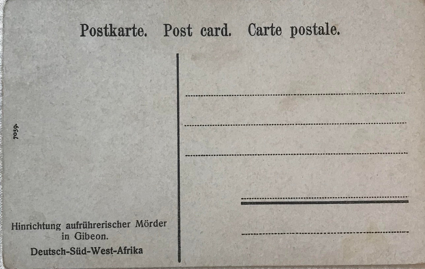 PC STR 16.2. DSWA Postkarte - Hinrichtung aufführerischer Mörder in Gibeon /