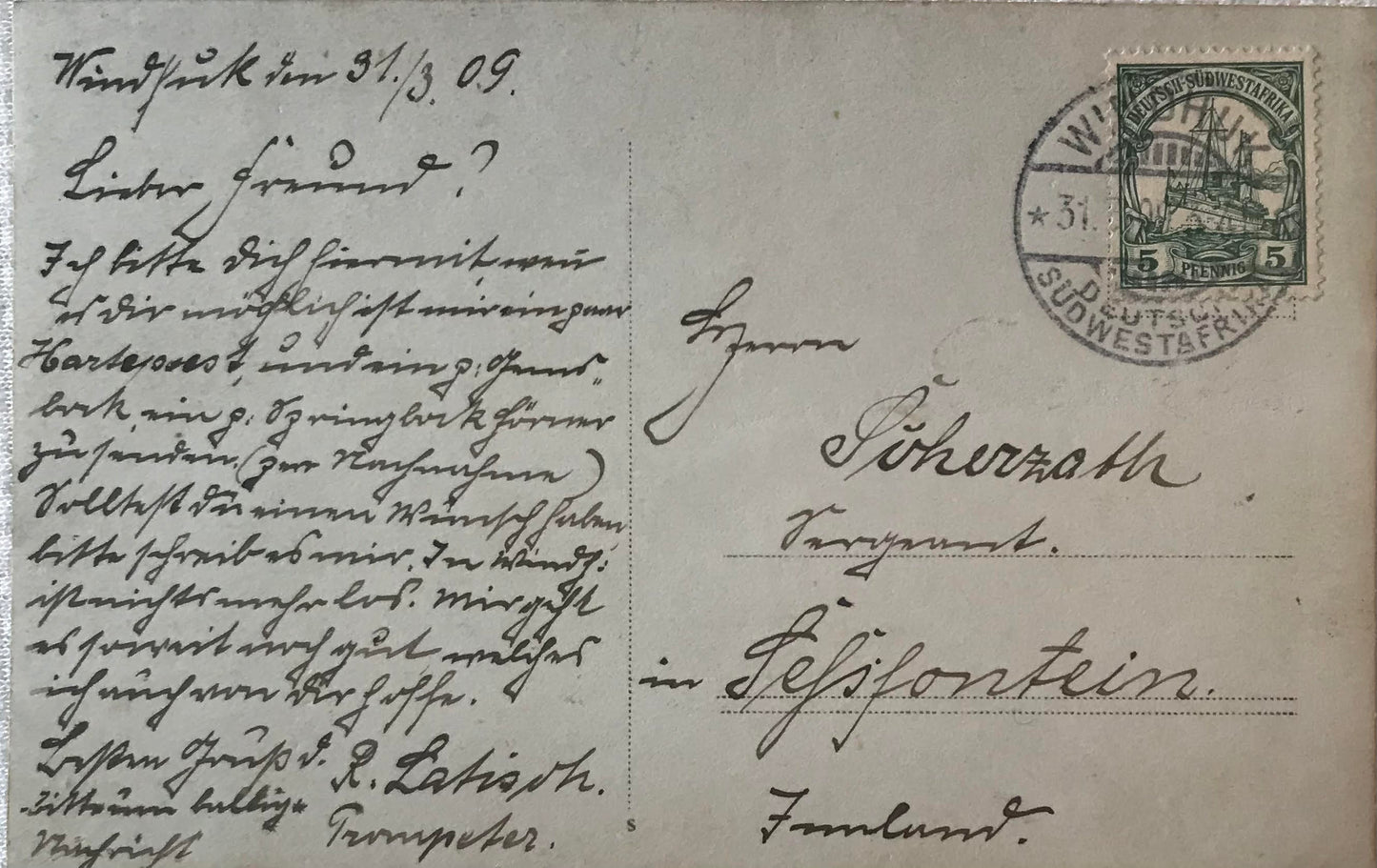 PC STR 19.3. DSWA Postkarte - Schutztruppen Orchester / GSWA postcard - Schutztruppen Orchester