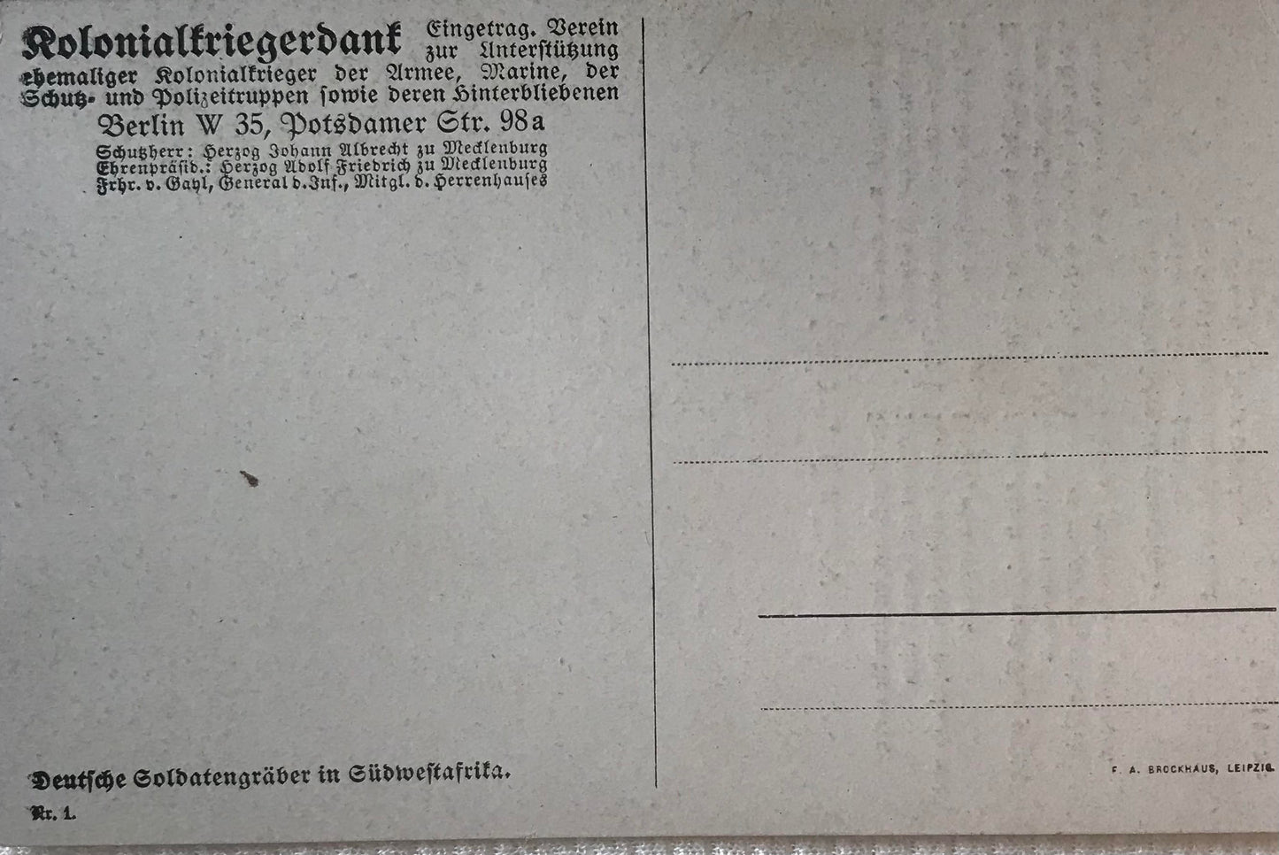 PC STR 19.6. DSWA Postkarte - die fernen Gräber / GSWA Postcard - the distant graves Colonial War Office