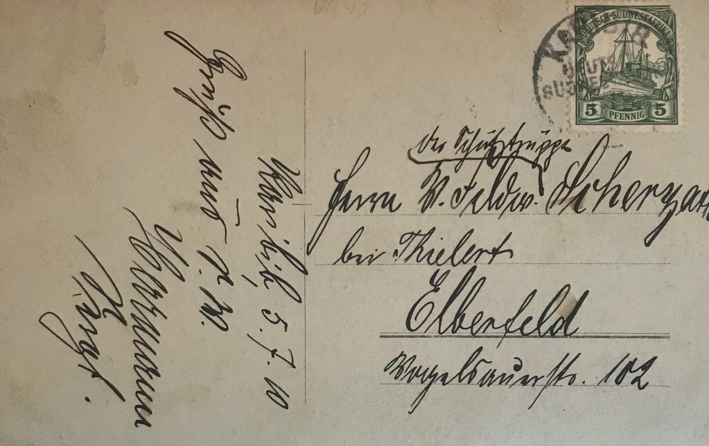 PC STR 2.1 GSWA postcard of camels riders of the Schutztruppe 1910 / DSWA Postkarte der Kamelreiter der Schutztruppe