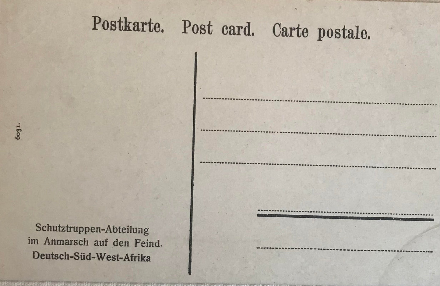 PC STR 3.6. DSWA Postkarte - Schutztruppen Abteilung im Aufmarsch / GSWA postcard - Schutztruppen Abteilung marching on the enemy