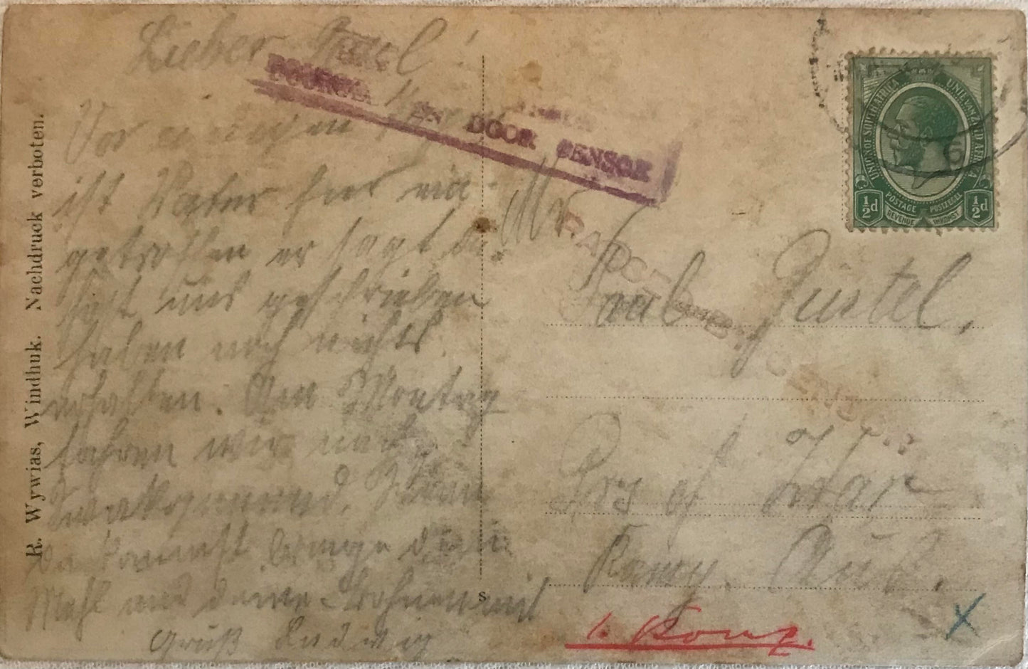 PC STR 6.7. Postkarte - DSWA - Schutztruppenparade - 1916 - vom sensorischen Ausschuss verabschiedet