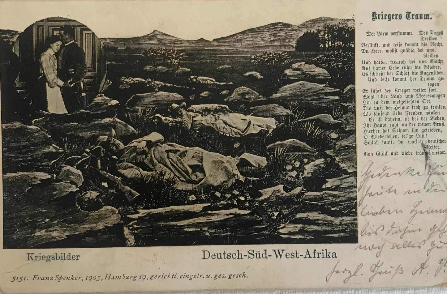 PC STR 7.7. DSWA Schutztruppen Soldatenbrief - Kriegsbilder - Krieger's Traum / GSWA Soldier's dream