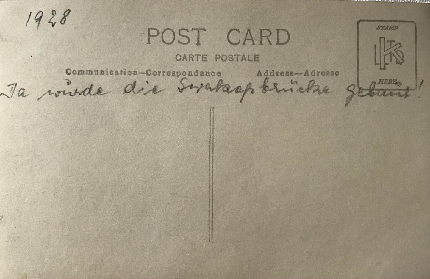 PC SWK 11.1. SWA Postkarte - Bau der Swakoprivierbrücke 1928 / SWA postcard - Construction of the Swakoprivier Bridge 1928