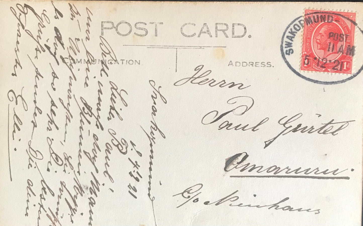 PC SWK 2.6. DSWA Postkarte - Blick von der Swakopmunder Landungsbrücke / GSWA postcard - View from the Swakopmund jetty